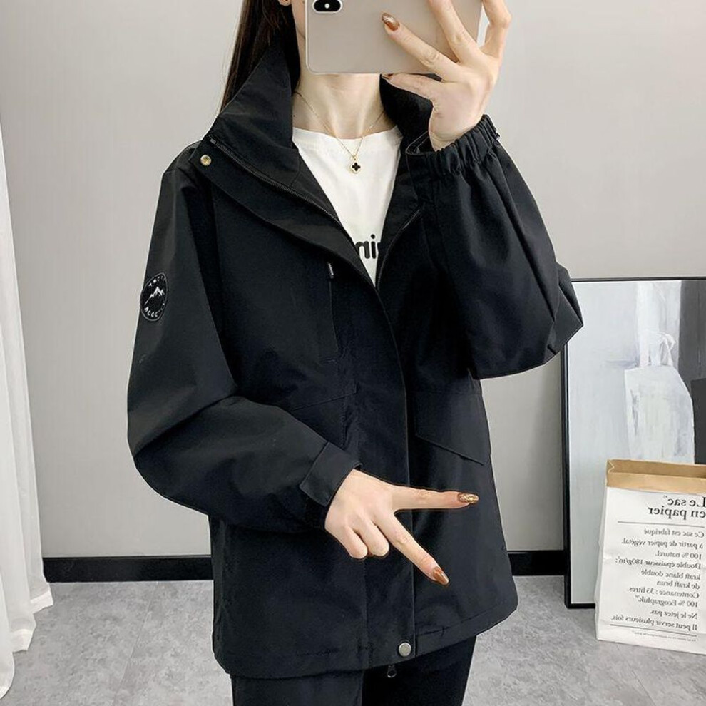 (black, M) Fashionable Loose Spring and Autumn Women&apos;s Coat, the Best-selling Waterproof and Windproof Windbreaker for Women