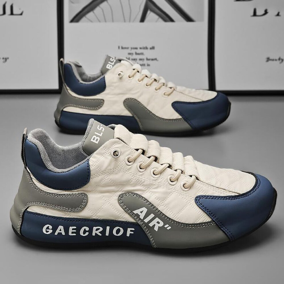 (beige,blue, 44) 2024 Fashion Breathable Casual Shoes Students Running Sports Sneakers Male Comfortable Gym Outdoor Shoes