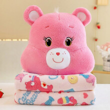 (Pink) Theme Bears Care Plush Pillow Blanket Keep Warm Large Supplies Household Size