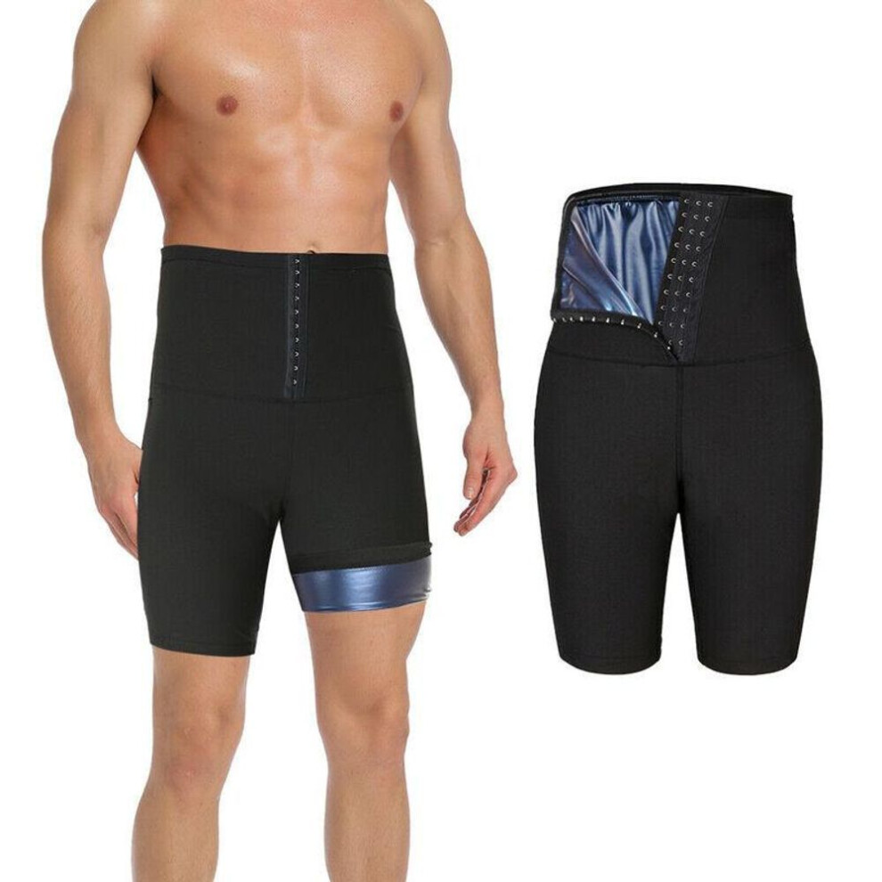 (black,blue, 4XL/5XL) Sauna Sweat Pants for Men Hot Thermo Slimming Shorts Workout Leggings Weight Loss Fitness Tight Pants Polymer Body Shaper Sauna Suit