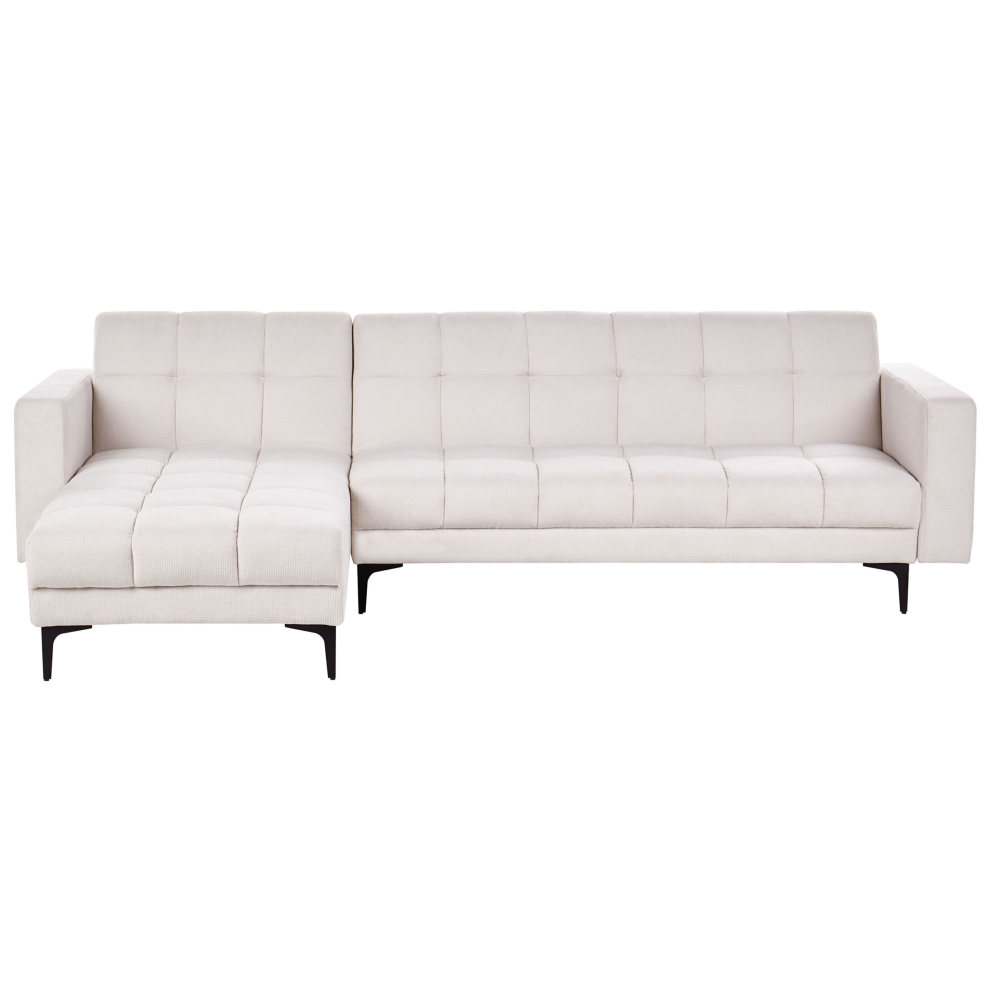 Modular Corner Sofa Bed 4 Seater ALNES Fabric Off-White Right Hand