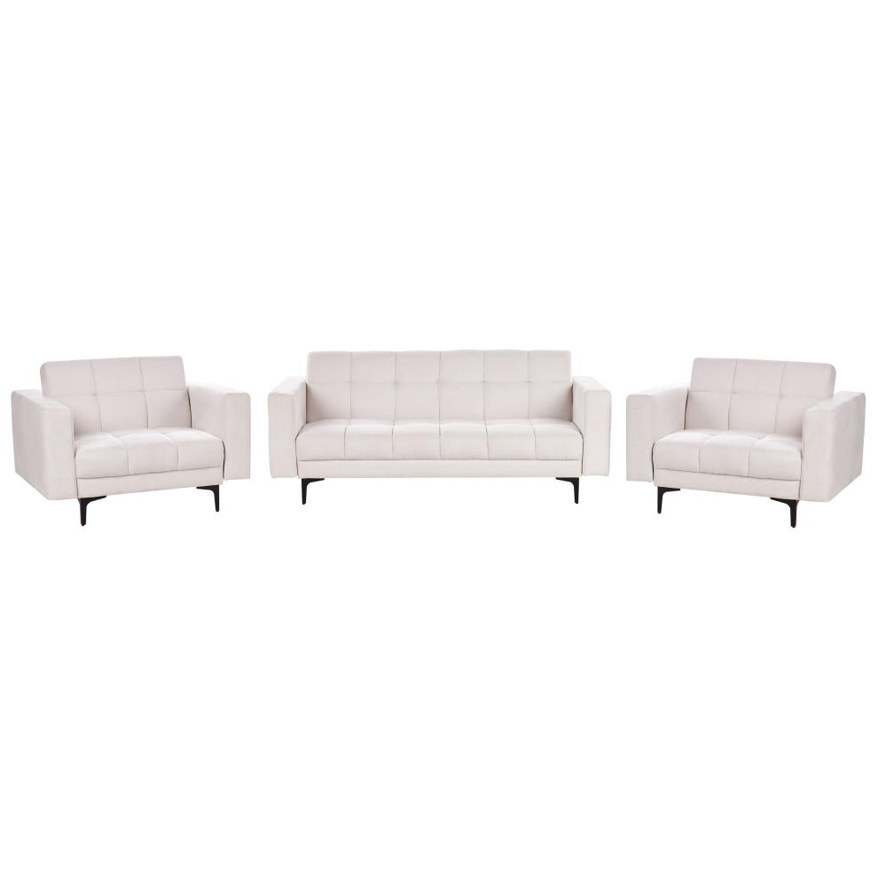 Living Room Set 5 Seater ALNES Fabric Off-White