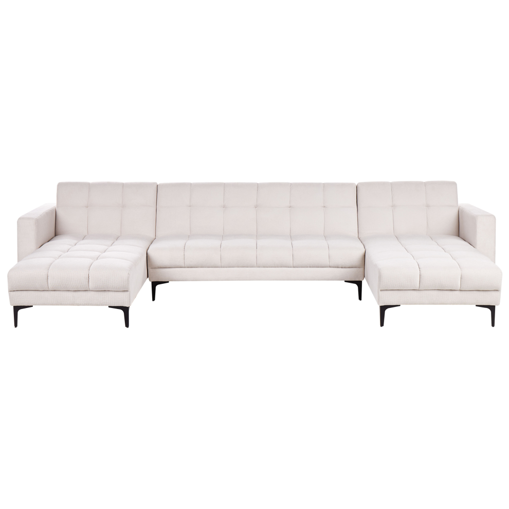 Modular U-Shape Sofa Bed ALNES Fabric Off-White 5 Seater