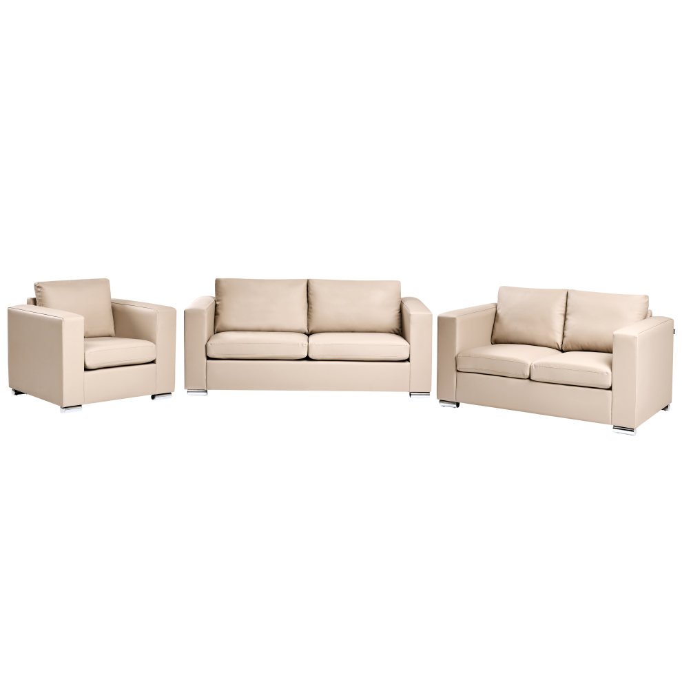 Living Room Set HELSINKI Leather Beige 6 Seater