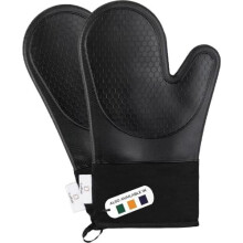 Laffair Silicone Oven Gloves Heat Resistant Non-Slip Mitts, Black