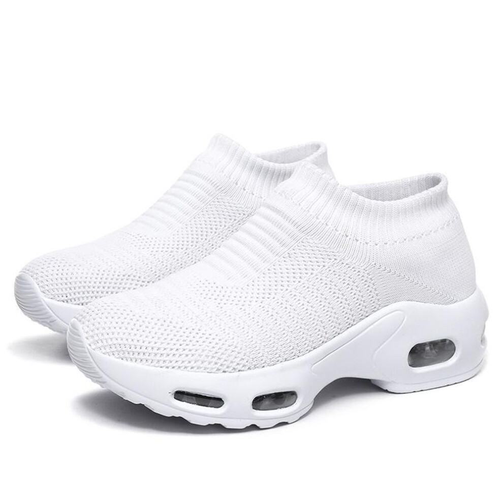 (white, 40) TUINANLE Women Shoes Breathable Loafers Ladies Casual Socks Shoes Women Mesh Sports Shoes