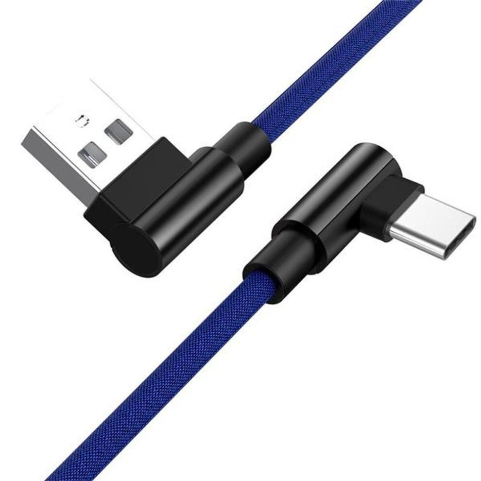 (0.35M, Blue) 90 Degree USB Type C for Samsung XiaoMi HuaWei Fast Charging Charge Data Cord