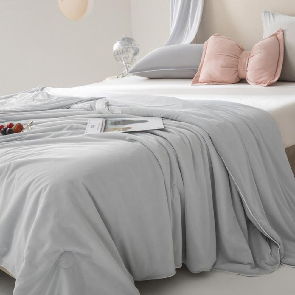 (gray, 200*230CM) Class A ice cream cool silk summer cool quilt, solid color summer air-conditioning quilt, machine washable summer ice silk thin quilt