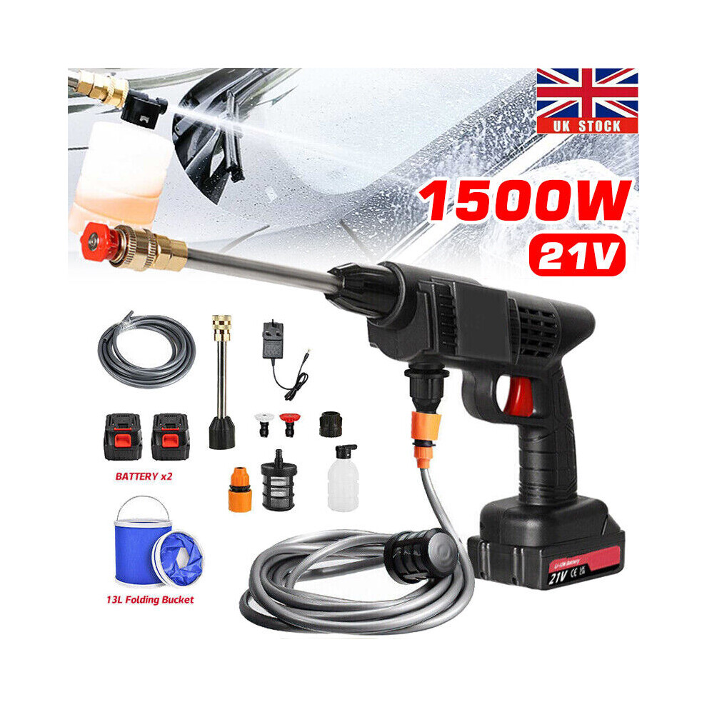2 Battery Cordless Car High Pressure Washer Jet Water Wash Cleaner Gun