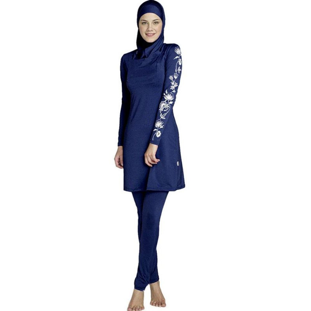 (blue, S) Muslim Lady Modesty Swimwear Swimsuit Full Cover Islamic Beachwear Arab Burkini
