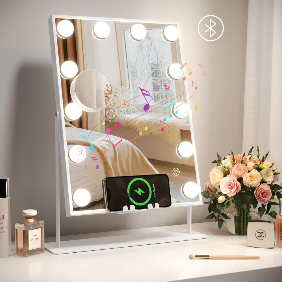 Bluetooth Hollywood Vanity Mirror with Light, 12 LED Makeup Mirror