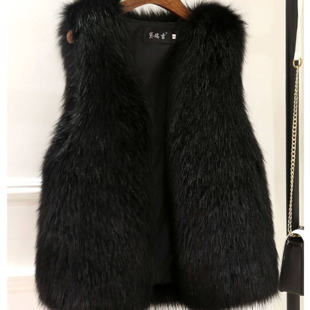 (black, XL) Winter Female Fur Vest Coat Mink Vest Female Fur Coat Female Fur Waistcoat Thick Fur Vest