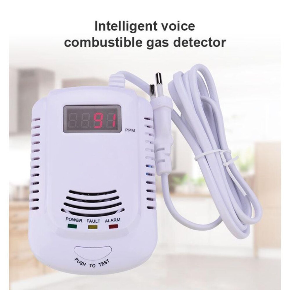 (white) Home Standalone Plug-In Combustible Gas Detector LPG Gas Leak Alarm Sensor Voice Warning