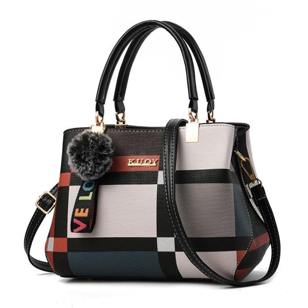(black, 28x15x20cm) Fashion Patchwork Women Shoulder Bag Ladies Leather Crossbody Bag Messenger Bags Handbag Buckets Large Capacity Woman Totes