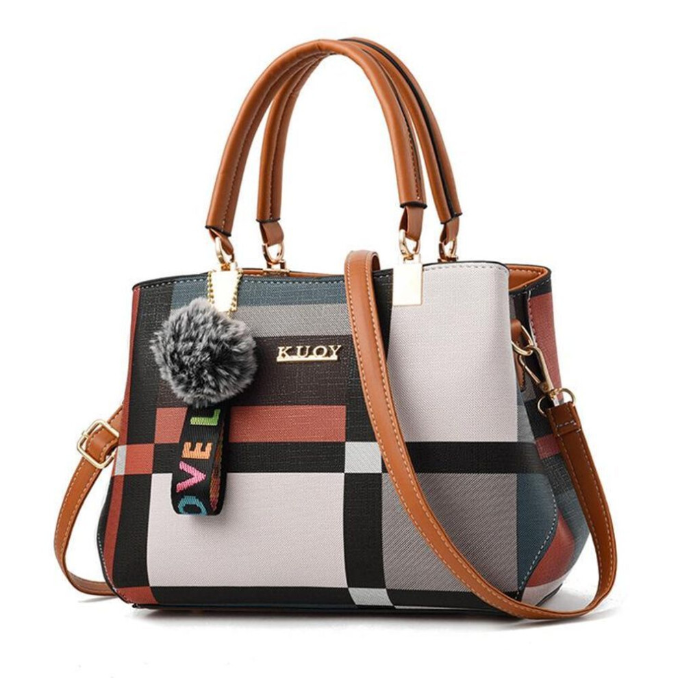 (brown, 28x15x20cm) Fashion Patchwork Women Shoulder Bag Ladies Leather Crossbody Bag Messenger Bags Handbag Buckets Large Capacity Woman Totes
