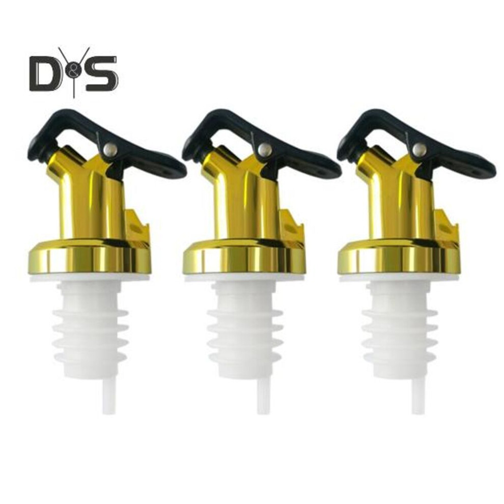 (golden, 3pcs) Oil Bottle Stopper Leakproof Pour Spouts Spill-Proof Oil Bottle Cap Automatic Oil Pourer for Kitchen Restaurant Bar