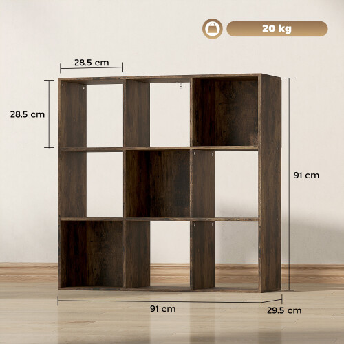 Homcom (Brown) HOMCOM 9 Cube Storage Unit Cabinet Bookcase Display Shelves 2