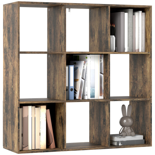 Homcom (Brown) HOMCOM 9 Cube Storage Unit Cabinet Bookcase Display Shelves 1