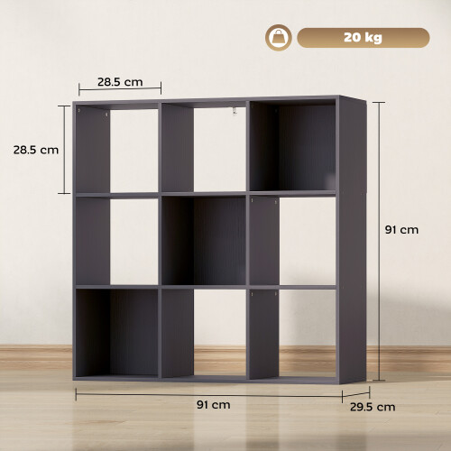 Homcom (Grey) HOMCOM 9 Cube Storage Unit Cabinet Bookcase Display Shelves 2