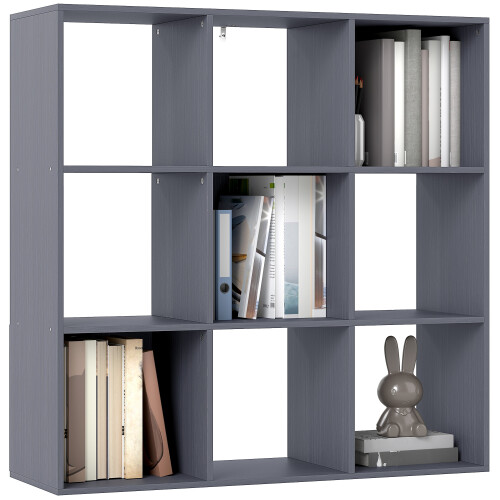 Homcom (Grey) HOMCOM 9 Cube Storage Unit Cabinet Bookcase Display Shelves 1