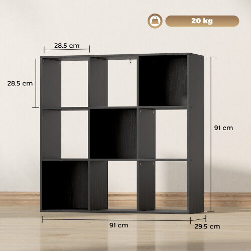 Homcom (Black) HOMCOM 9 Cube Storage Unit Cabinet Bookcase Display Shelves 2
