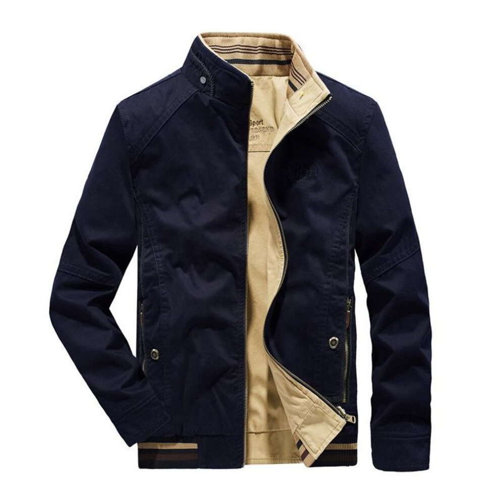 (dark blue, 5XL) Autumn Jacket Men Double-sided Military Jackets Coats Pure Cotton Men&apos;s Jacket Plus Size M-8XL