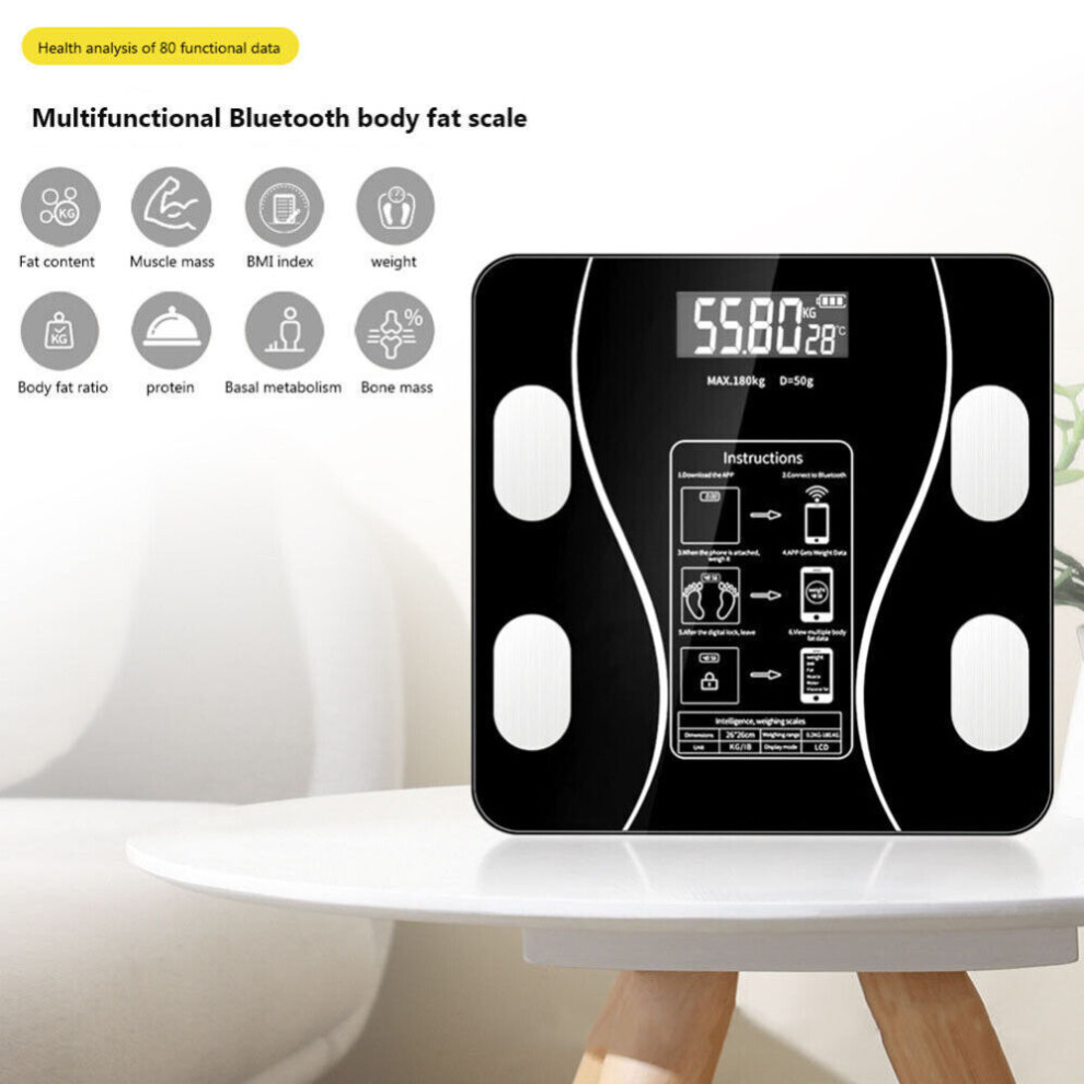 180KG Digital Bathroom Scales Weighing Bluetooth Smart Body Fat BMI Monitor