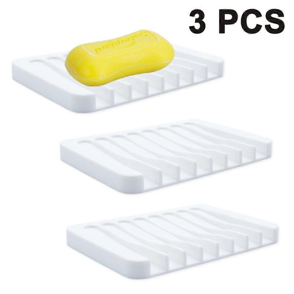 (As show, One size) 3pcs Soap Dish Shower Waterfall Soap Tray Soap Saver Soap Holder Drainer-image-OPC-PHH6DSH-NEW