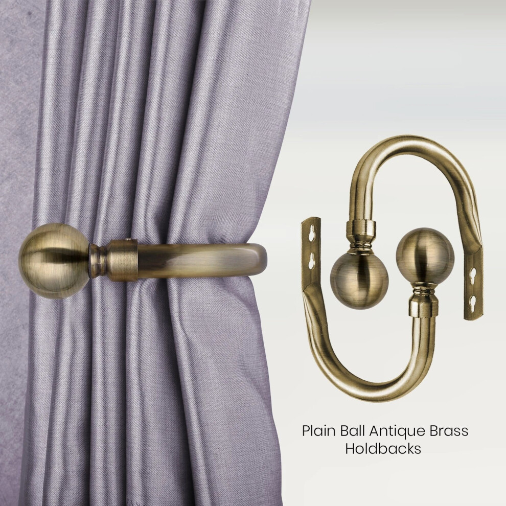 (Antique Brass) Plain Curtains Holdback Pair Pack of 2 Metal Curtains Hold Backs
