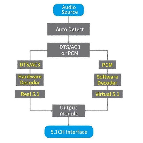 (As show, One size) DAC651C 5.1 Audio Decoder Bluetooth 5.0 Receiver DTS AC3 FLAC APE HD to Compatible Extractor Converter EU Plug 2