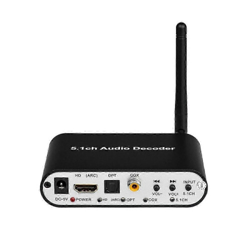 (As show, One size) DAC651C 5.1 Audio Decoder Bluetooth 5.0 Receiver DTS AC3 FLAC APE HD to Compatible Extractor Converter EU Plug