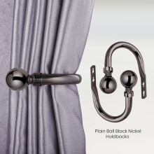 (Black Nickel) Plain Curtains Holdback Pair Pack of 2 Metal Curtains Hold Backs