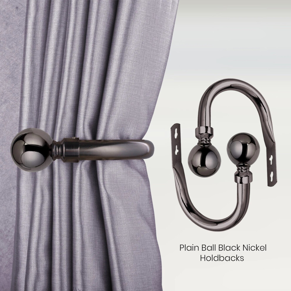 Moonlight Bedding Limited ( Nickel) Plain Curtains Holdback Pair Pack Of 2 Metal Curtains Hold Backs Black
