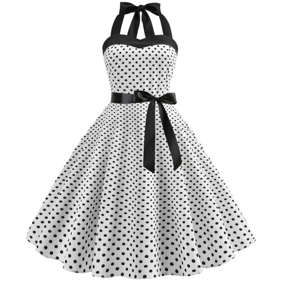 (white, M) Fashion polka dot tube top dress retro women&apos;s cute skirt Dress for women