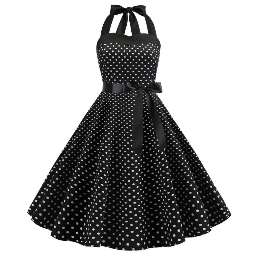 (black, S) Fashion polka dot tube top dress retro women&apos;s cute skirt Dress for women