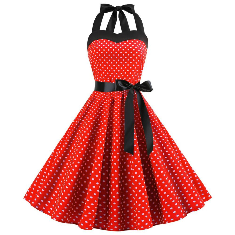 (red, M) Fashion polka dot tube top dress retro women&apos;s cute skirt Dress for women