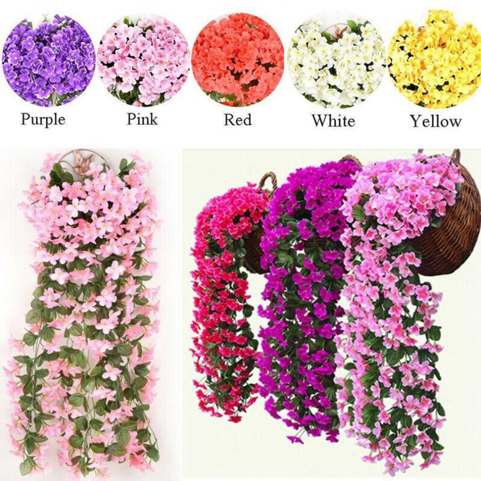 (yellow) Artificial Fake Hanging Flowers Vine Plant Garland Home Garden Decor Outdoor