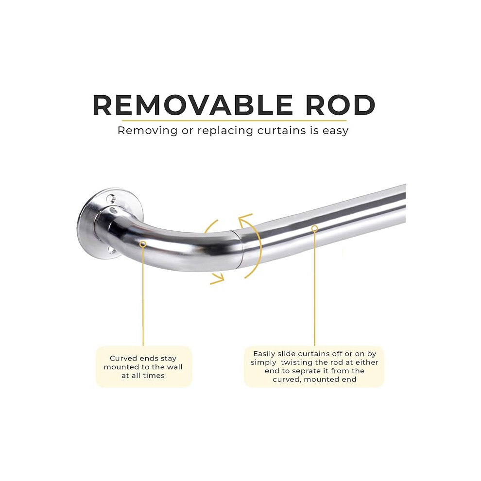 (70-120 cm (28" - 48" In), Chrome) Metal Blackout Curtain Poles Extendable Curtain Rods with All Fittings & Holdback Pair-image-OPC-PHH6FQ7-NEW