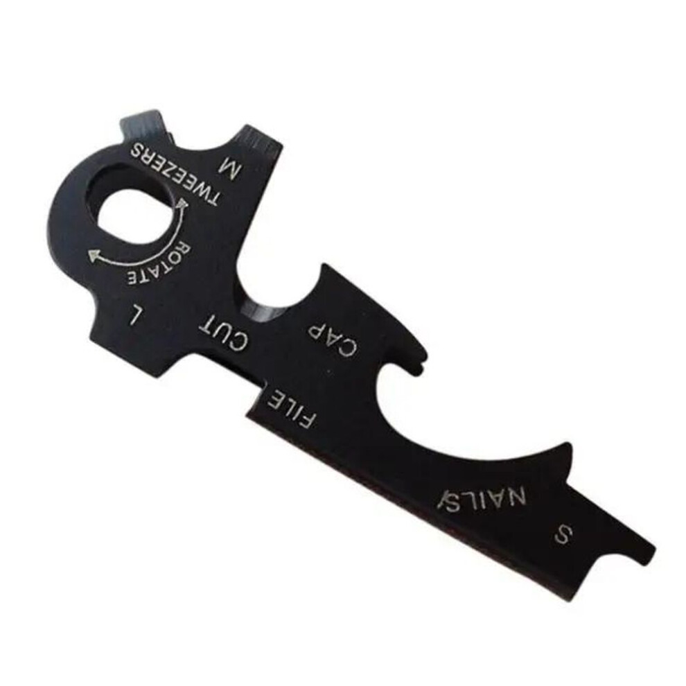 (Black) 8 in 1 Key Ring Keychain Multifunction Carabiner Gear Clip Pocket Quickdraw Multipurpose Gadget Multitool Multi Keytool New