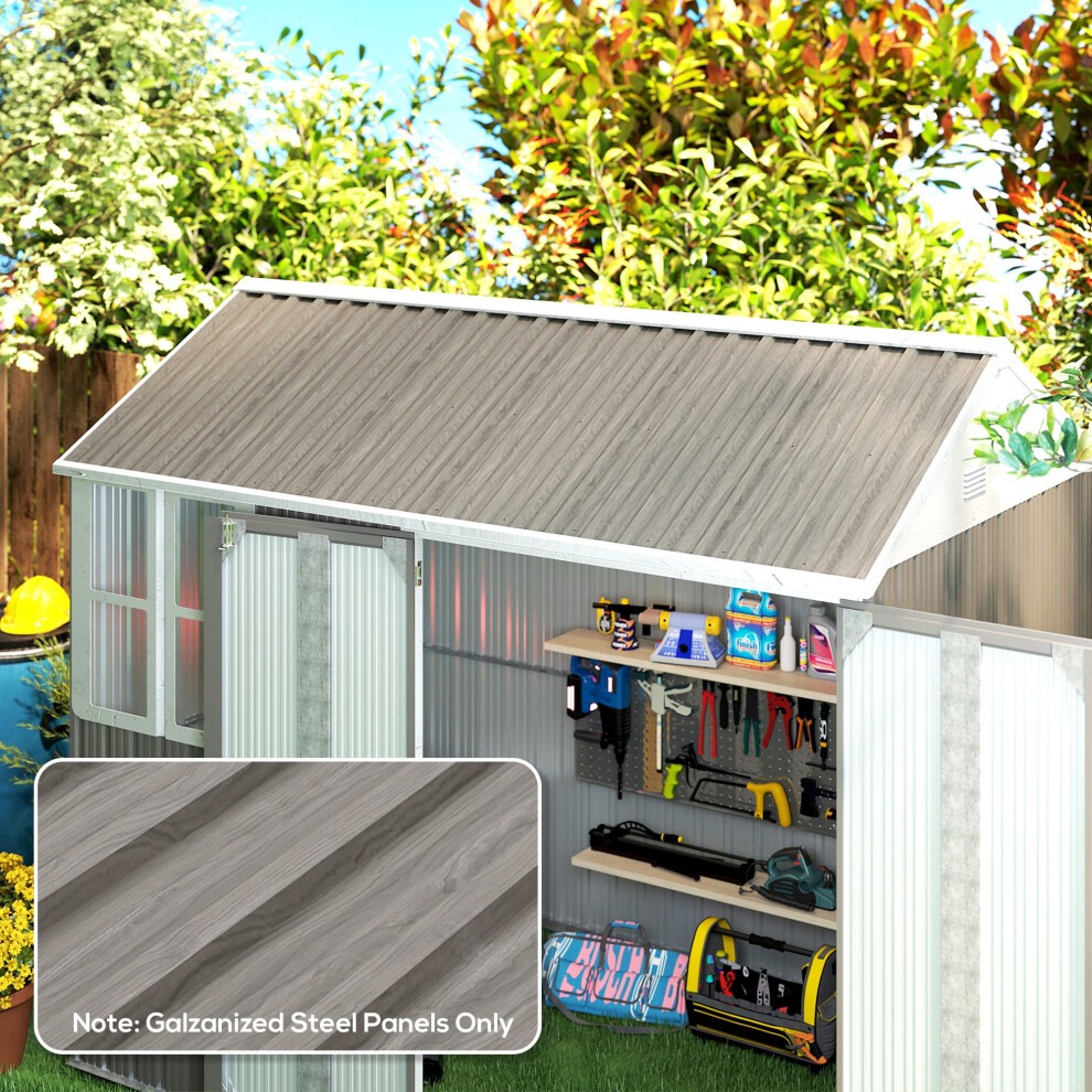 Outsunny Pack of 12 Metal Roofing Sheets for Greenhouse, Grey Wood Effect