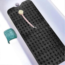 Bathtub Mats Non Slip Mildew Resistant, Extra Long Bath Tub Mat Nonslip Matts for Bathroom, Antibacterial, BPA 39x16In, Clear Black
