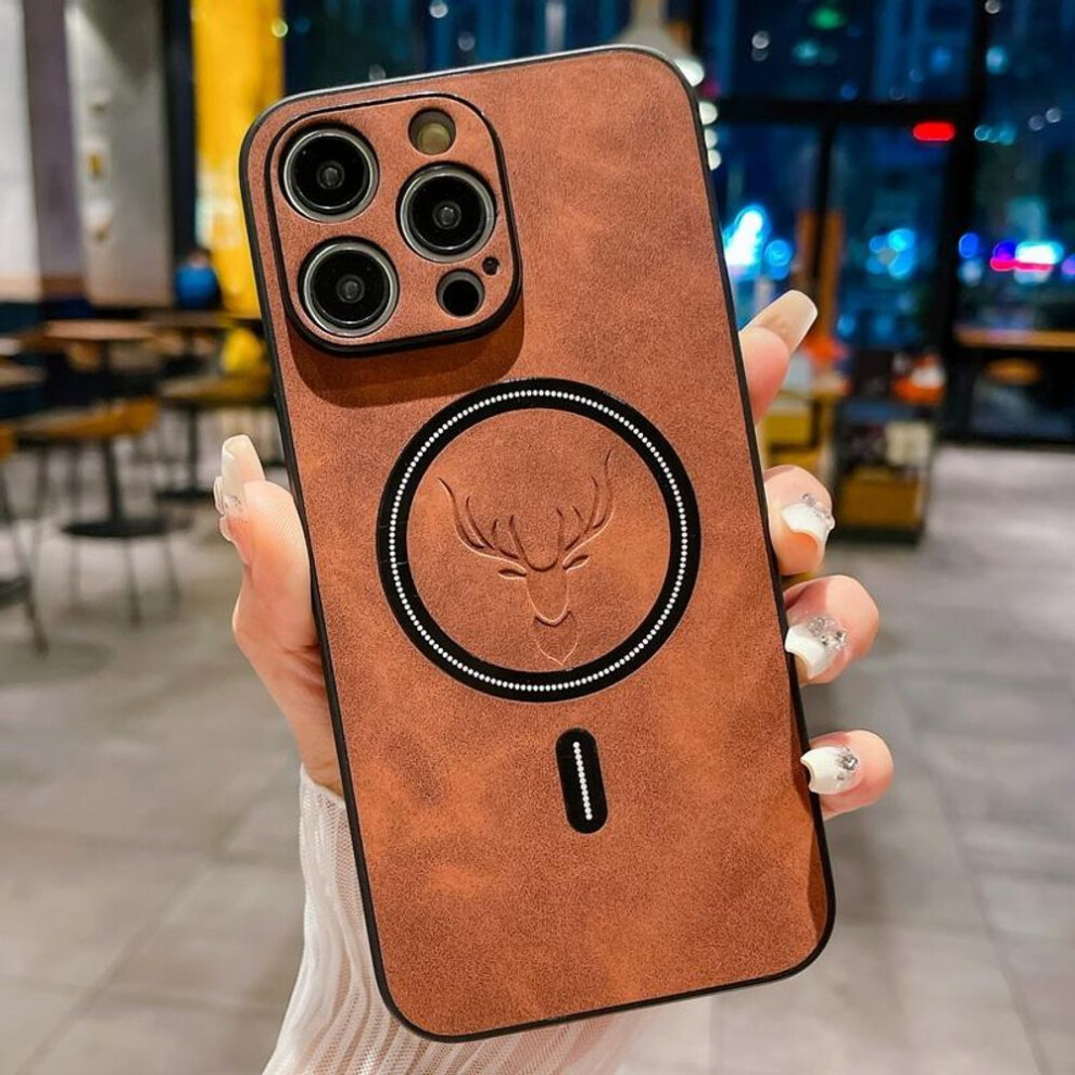 (dark brown, iPhone 16 Pro Max) For Iphone 16 15 Plus 14 13 12 Pro 11 Samsung S23 FE S24 Matte Leather Cover For Magsafe Wireless Charge Luxury Vintage Phone Case