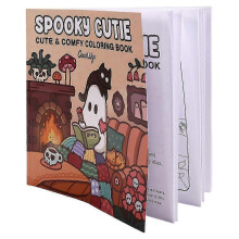 (As show, One size) Spooky Cute Coloring Book compatible with Adults & Teens Featuring Adorable Creepy Creatures in Cozy Hygge Moments compatible with Relax