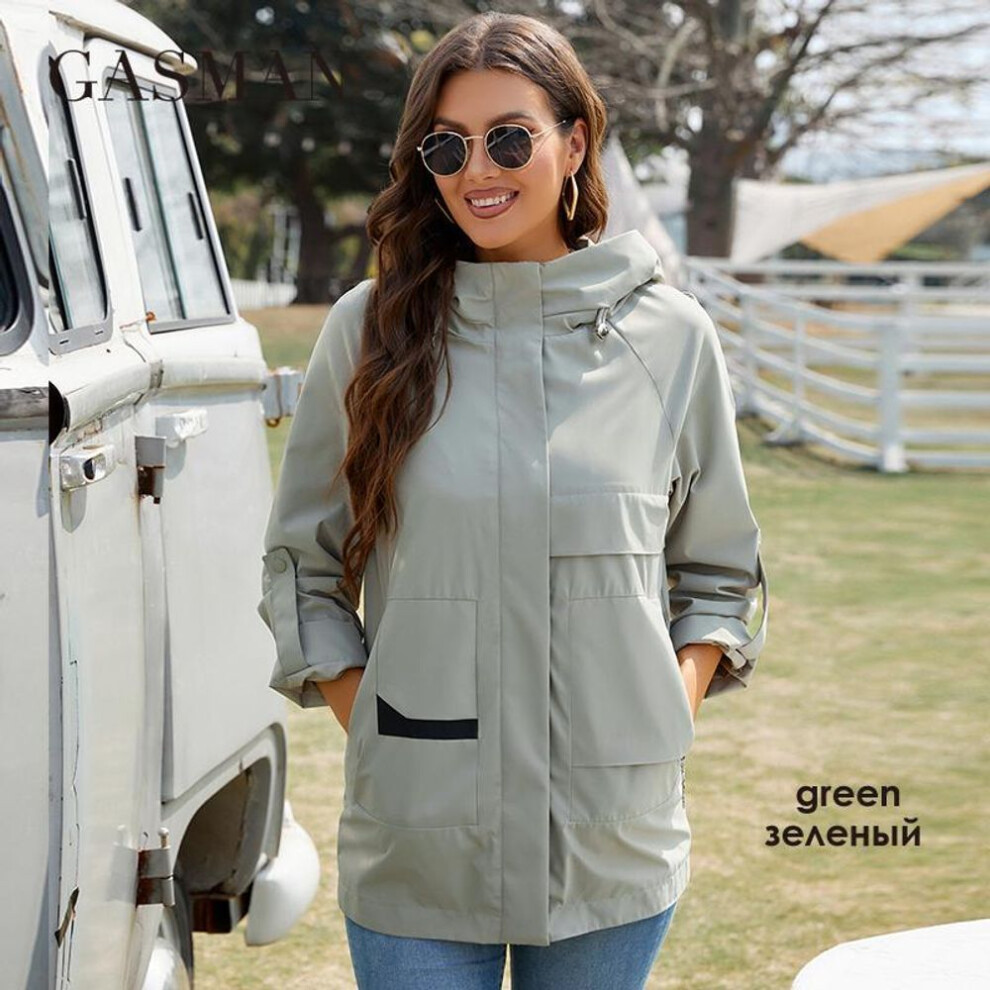 (green, XL) Gasman Trench Coat Women Zipper Windproof High Quality Women&apos;s Coat Spring 2022 Windbreaker Woman Coat Ladies Elegant GW-82102