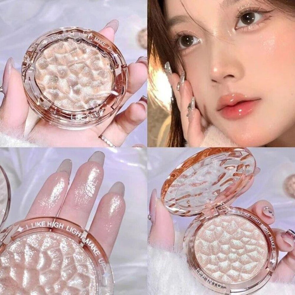 (Champagne) High Gloss Glitter Highlight Contour Palette Natural Gloss Contour Brighten Face Makeup Cosmetics