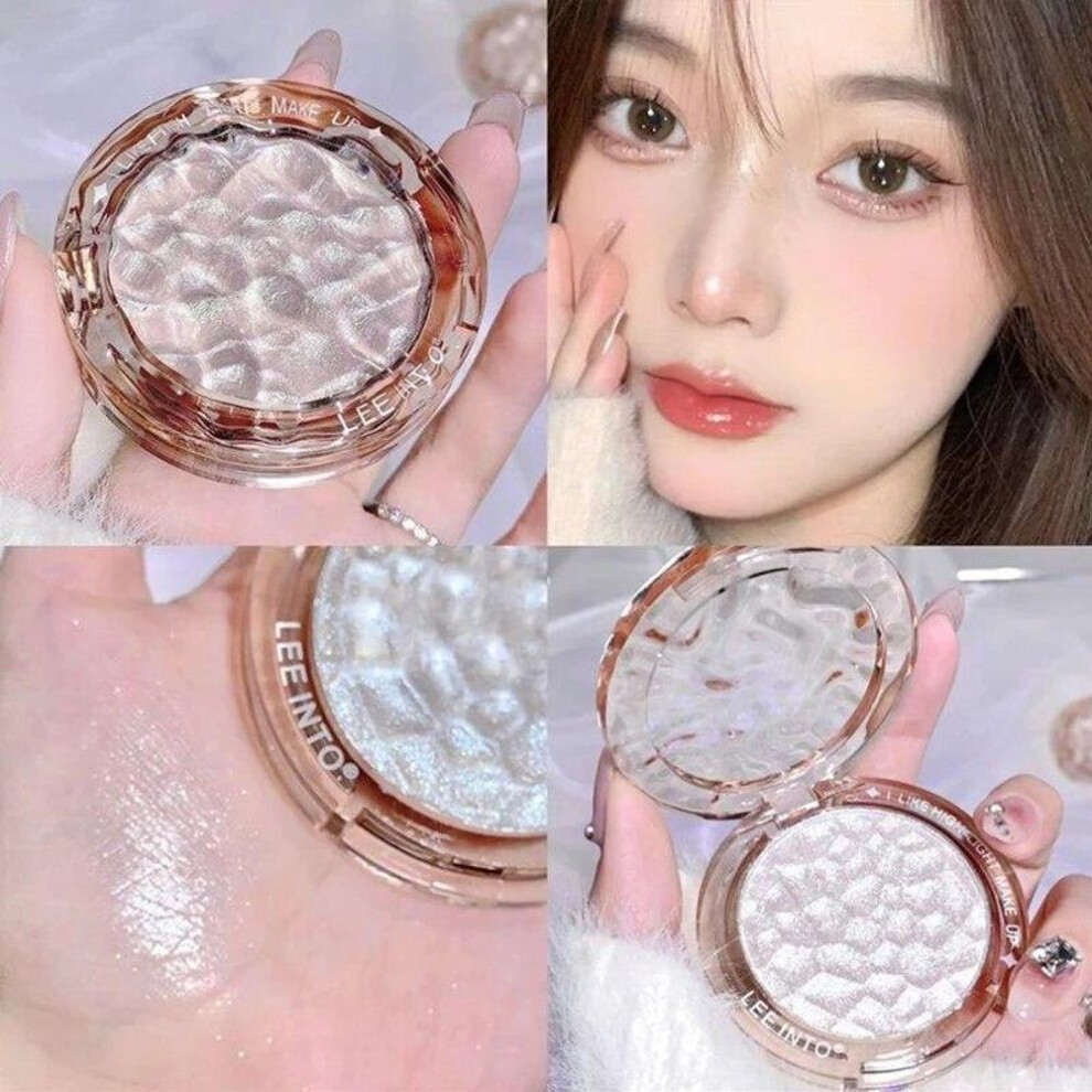 (White) High Gloss Glitter Highlight Contour Palette Natural Gloss Contour Brighten Face Makeup Cosmetics
