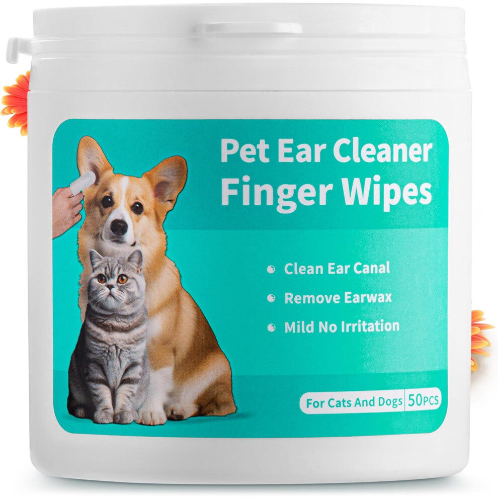 New Gogerstar Dog Ear Cleaner Wipes,50Pcs Pet Ear Cleaning Finger Wipes - Pearl-Embossed Texture For Itchy Ear Relief & Infection Protection - Disposable Wipes