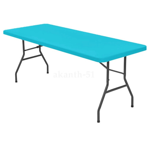 (Sky Blue, 120*60CM) Waterproof Table Cover Elastic Fitted Tablecloth Oil Proof Protector Rectangular New