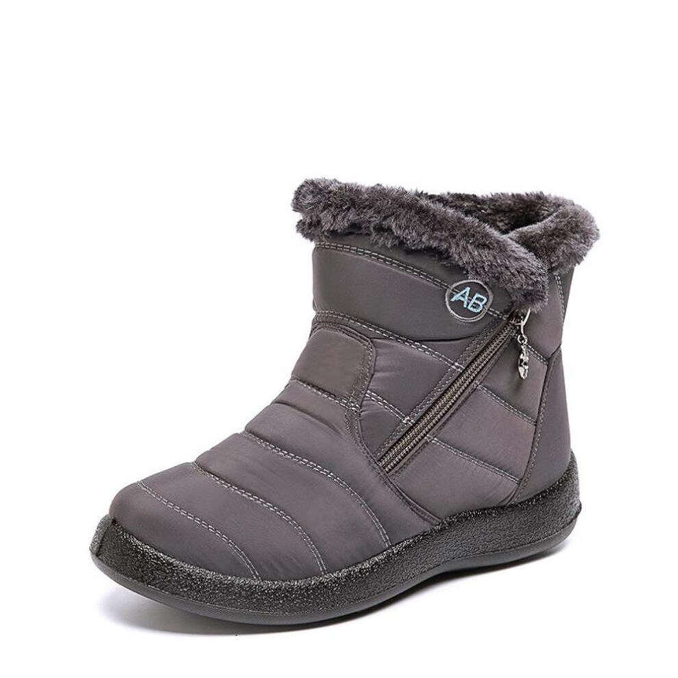 (grey, 43) Folklore Women&apos;s Warm Waterproof Cotton Shoes Nylon Snow Boots Winter Ankle Boots Non-slip Short Boots Botas