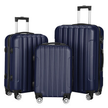 3Pcs/Set Suitcase Travel Luggage Hard Case w/4 Spinner Wheels,Navy